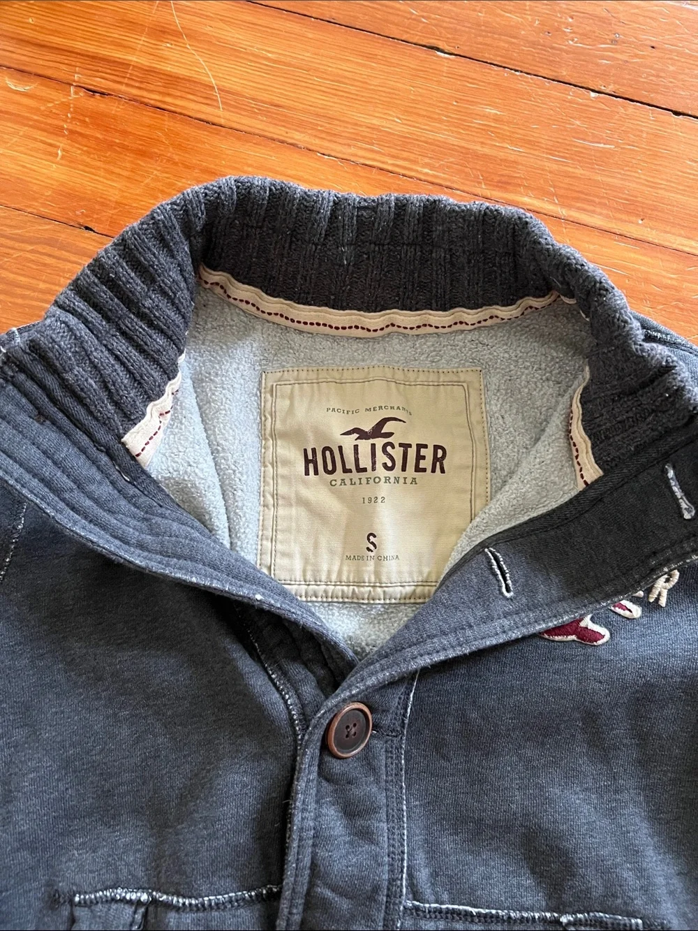 Y2K Hollister Navy Button-Up Knit Jacket
